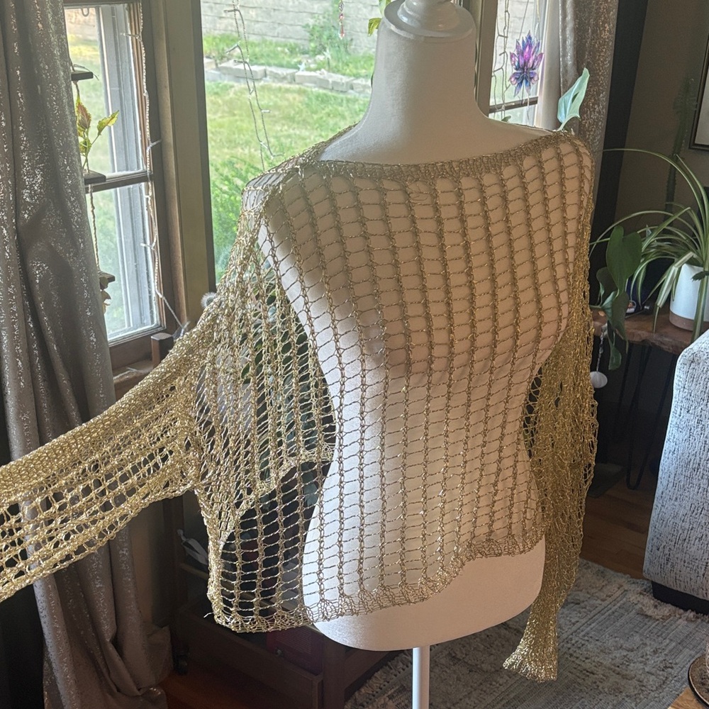 HYFVE Gold Open-Knit Women's Poncho